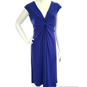 JONES NEW YORK Cobalt Blue Short Sleeve V Neck Midi Dress Size 8
